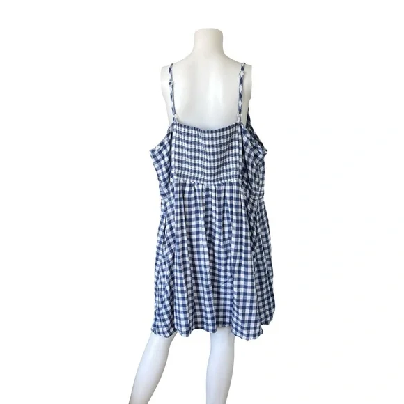 Old Navy Sun Dress Blue White Gingham Plaid Cottagecore Womens Plus Size 4X - Picture 2 of 6